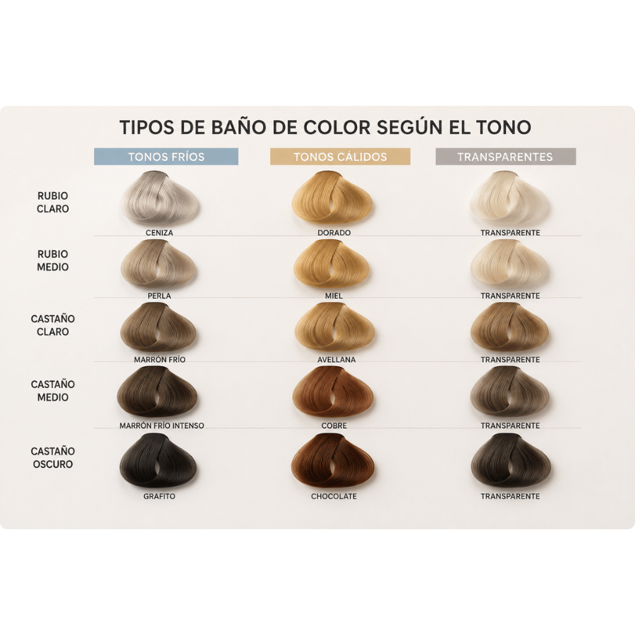 tonos de baño de color para el cabello